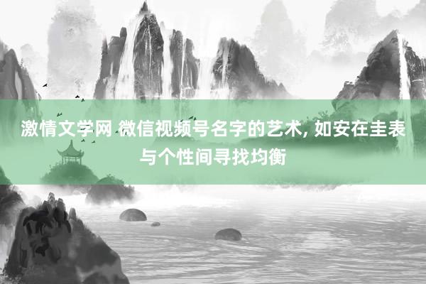 激情文学网 微信视频号名字的艺术， 如安在圭表与个性间寻找均衡