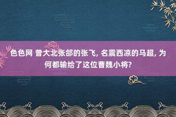 色色网 曾大北张郃的张飞， 名震西凉的马超， 为何都输给了这位曹魏小将?